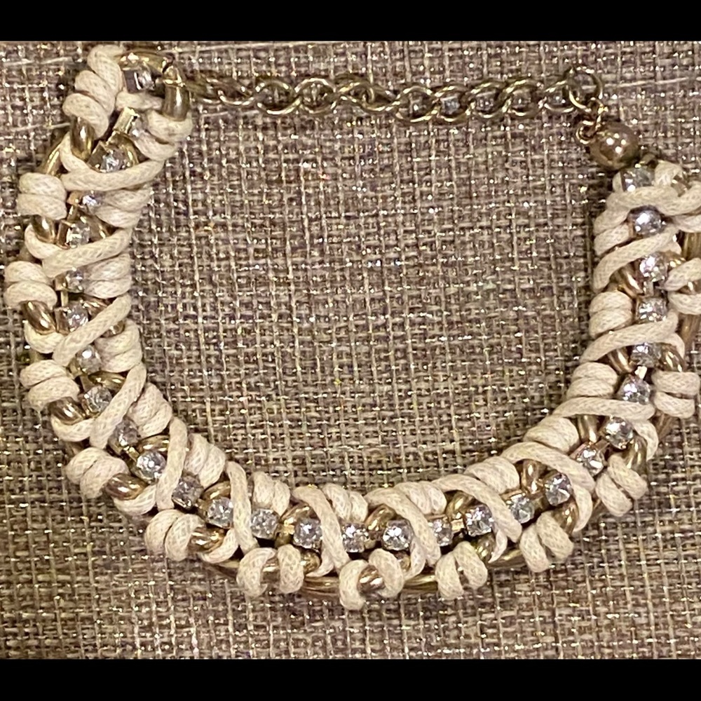 Gold rope and diamond like studded chain bracelet